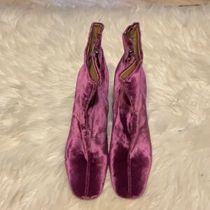 Sam Edelman Codie Leather Ankle Boots Women Deep Orchid Side Zip Closure Size 9